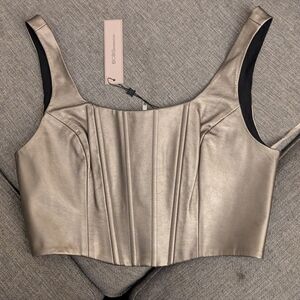 gold faux leather crop top
